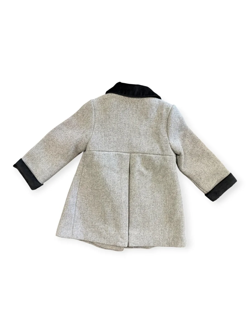 Edgehill Collection Toddler Gray Wool Blend Coat Black Velvet Collar + Cuffs 18M